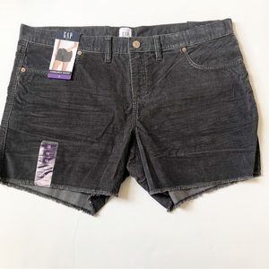 GAP Corduroy Short Frayed Hem Charcoal Gray Women’s Size 16 NWT